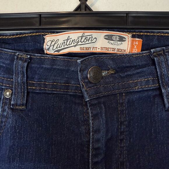 New Huntington BC Jeans Men 34x32 Blue Denim Stretch Zip Fly Mid-Rise Skinny Fit - Picture 10 of 14